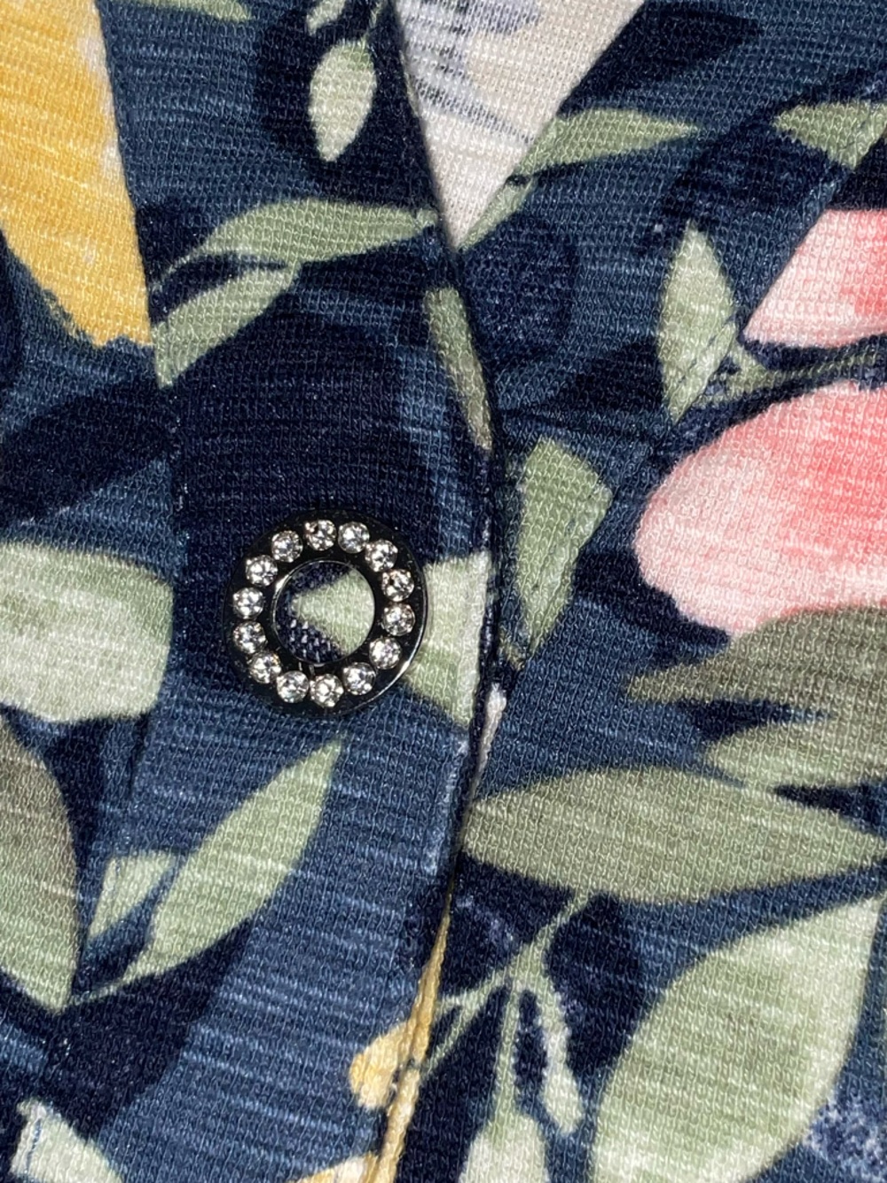 Chico's Navy Sleeveless Floral T-Shirt Shift Dress All-Day Comfort Size1/Small - Picture 5 of 8
